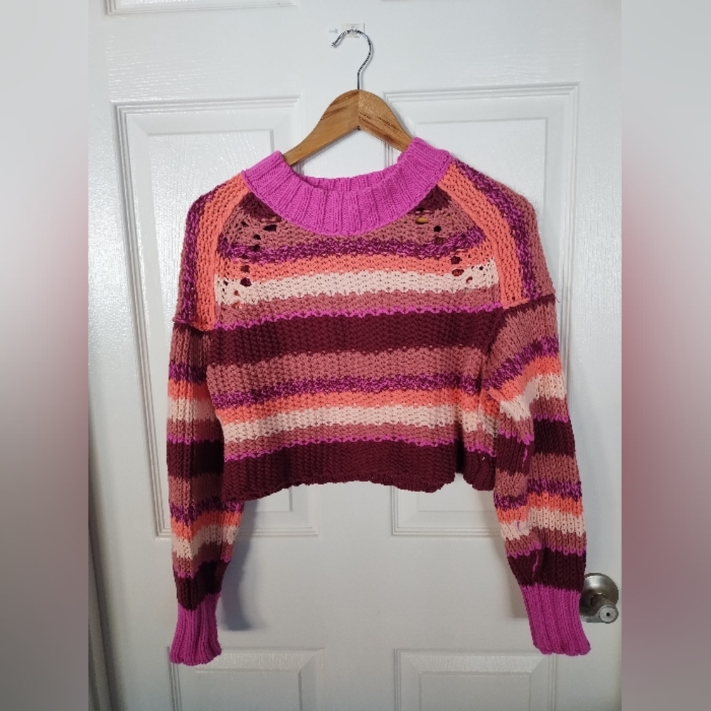 Free People striped cropped sweater
